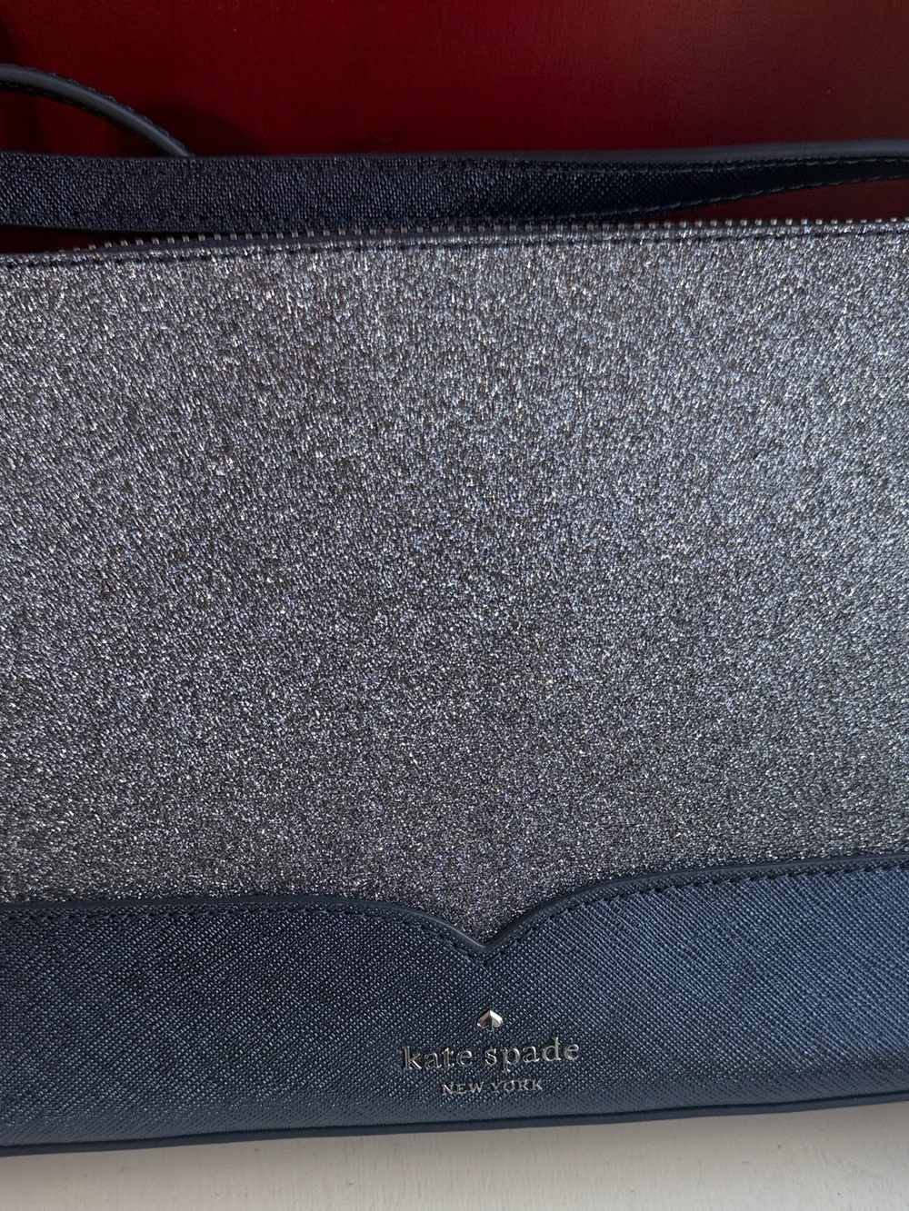 kate spade New York Silver Glitter and Black Two-Tone Crossbody New without Tag - Picture 3 of 10